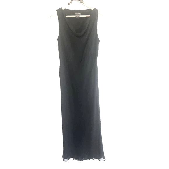 Banana Republic Silk Bias Women's Black Maxi Dress Fairy Core Medium 6 - Picture 1 of 5